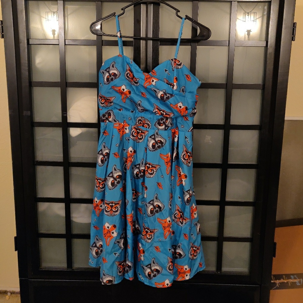 Retro pin-up dress with fox print